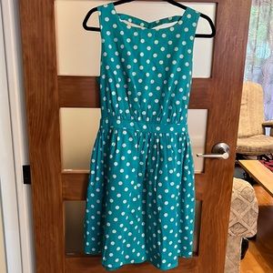 Cynthia Rowley size 10 turquoise polka dot dress